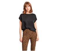 Vila Camiseta para Mujer Viellette S/S Satén Top/Su-Noos, Negro, 46