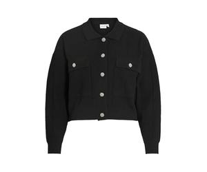 Vila Chaqueta de Punto Corta Femenina, Negro (Black Beauty), M