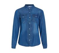 Vila Clothes Vibista Denim Shirt-Noos, Blusa Mujer, Azul (Dark Blue Wash: Clean), 38 (Talla del Fabricante: Medium)