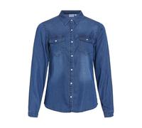 Vila Clothes Vibista Denim Shirt-Noos, Blusa Mujer, Azul (Dark Blue Wash: Clean), 38 (Talla del Fabricante: Medium)