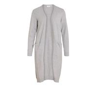 Vila Clothes Viril L/s Long Knit Cardigan-Noos, Chaqueta Punto Mujer, Gris (Light Grey Melange), 38 (Talla del Fabricante: Medium)