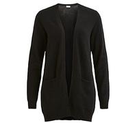 Vila Clothes Viril L/s Open Knit Cardigan-Noos, Chaqueta Punto Mujer, Negro (Black), 38 (Talla del Fabricante: Medium)
