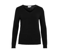 Vila Clothes Viril L/s V-Neck Knit Top-Noos, suéter Mujer, Negro (Black), 34 (Talla del Fabricante: X-Small)