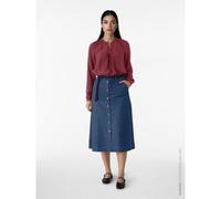 VILA Falda larga vaquera, con botones. Color Denim Dark Blue