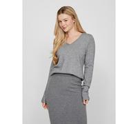 VILA Jersey con cuello de pico de punto fino. Color medium grey