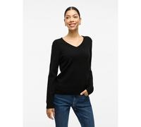 Vila Clothes Viril L/s V-Neck Knit Top-Noos, suéter Mujer, Negro (Black), 34 (Talla del Fabricante: X-Small)