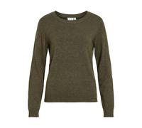 VILA Jersey con cuello redondo de punto fino. Color Verde Oscuro
