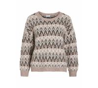 VILA Jersey de cuello redondo con jacquard. Color beige