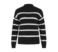 Vila Viril-Camiseta de Punto (Talla L/S) Jersey, Negro/Rayas: Alyssum Blanco, XXL para Mujer