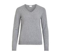 Vila Suéter de Punto Femenino con Cuello en V, Color Gris., L