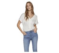 Vila Viellette V-Neck S/S Satin Top-Noos Blusa de Manga Corta, Blanco Nieve, 36 Mujeres