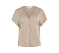 Vila Viellette V-Neck S/S Satin Top-Noos Blusa de Manga Corta, Gris, 40 Mujeres