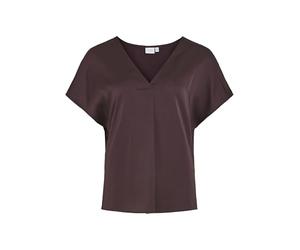 Vila Mujer Viellette V-Neck S/S Satin Top-Noos Blusa de Manga Corta, Plum, 38