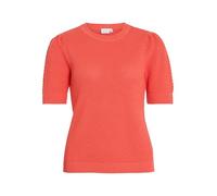 Vila Neck Knit Top-Noos Vidalo-Camiseta de Punto de Cuello Redondo S/S, Coral, L para Mujer