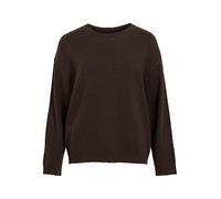 Vila Neck Knit Top Viliga - Camiseta de Cuello Redondo L/S, Noos, Grano de café, S para Mujer, Granos de café, S