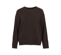 Vila Neck Knit Top Viliga Noos-Camiseta de Cuello Redondo L/S, Granos de café, S para Mujer