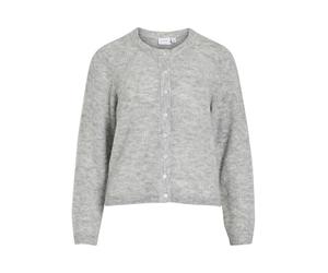 Vila Neck Knit Vilory Noos-Cárdigan de Punto con Cuello Redondo L/S, Mezcla de Gris Claro, M para Mujer