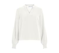 Vila Neck Smock Top-Noos Vilovie L/S-Camiseta de Manga Corta con Cuello en V, Blanco Nieve, 36 Mujeres