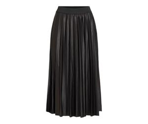 Vila Nitban Coated Pleated Midi Skirt, Negro, M