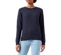 Vila NOS Mujer Viril L/s O-Neck Knit Top-Noos suéter Not Applicable, Azul (Total Eclipse Detail: Melange), X-Small
