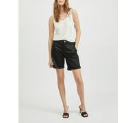 Vila Shorts de mujer de talle medio con vuelto. Negro 36 (36)