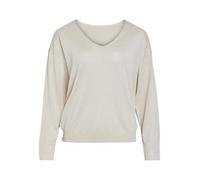 Vila Vinovy L/S V-Neck Rev Knit Top-Noos, Super Light Natural Melan, S Mujeres