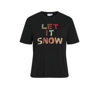 Vila T-Shirt Visybil Christmas O-Neck S/S-Camiseta, Negro (Black Beauty), S Mujeres