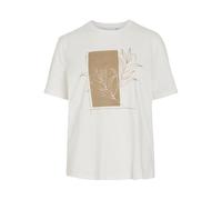 Vila T-Shirt Visybil Leaf O-Neck S/S-Camiseta, Blanco Nieve, S Mujeres