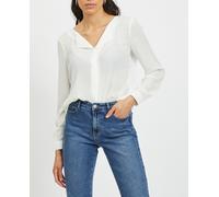 Vila Top de manga larga de mujer con escote en pico. Blanco 42 (XL)