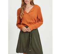 Vila Top de manga larga de mujer con escote en pico. Marrón claro 42 (XL)
