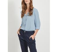 Vila Top de mujer de manga larga con escote en pico. Azul claro 42 (XL)