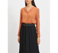 Vila Top de mujer de manga larga con escote en pico. Naranja 42 (XL)