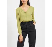 Vila Top de mujer de manga larga con escote en pico. Verde 42 (XL)