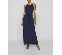 Vila Belted Long Dress-Noos/DC Vifalia-Vestido Largo con cinturón, Azul Marino, 38 Mujeres