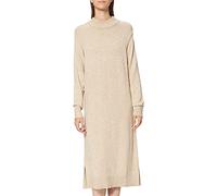 Vila Vestido Midi Mujer Manga Larga Cuello Redondo, Melange Natural., M