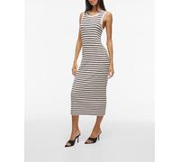 Vila Neck Midi Knit Dress Vizicha-Vestido de Punto Mediano con Cuello Redondo L/S, Abedul, M Mujeres