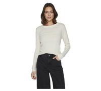Vila Viabella Rib L/S-Noos-Camiseta de Punto Suéter, Egret, L para Mujer