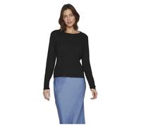 Vila Viabella Rib L/S-Noos-Camiseta de Punto Suéter, Negro, M para Mujer