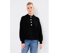 Vila VIALVA HIGHNECK L/S BUTTON KNIT TOP/R M Negro