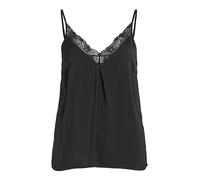 Vila Vicava - Camiseta de Encaje con Cuello en V para Mujer, Negro 4, 38