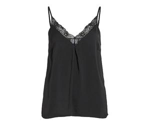 Vila Vicava - Camiseta de Encaje con Cuello en V para Mujer, Negro 4, 38