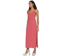 Vila Vidarling S/L Maxi Dress-Noos Vestido, Flame Scarlet/Stripes:Optical Snow, Mujer