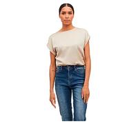 Vila Viellette S/S Satén Top/Su-Noos Camiseta, Gris, 40 para Mujer