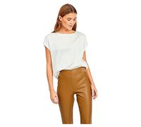 Vila Viellette S/S Satin Top/Su-Noos Camiseta, Blanco Nieve, 42 Mujeres