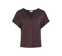 Vila Viellette V-Neck S/S Satin Top-Noos Blusa de Manga Corta, Plum, 40 Mujeres