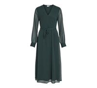 Vila Vifalia V-Neck L/S Midi Dress-Noos Vestido, Plateado, 46 Mujeres