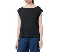 Vila Vifiara Boat Neck S/S Knot Top Blusa de Manga Corta, Negro (Black Beauty), M Mujeres
