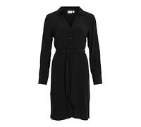 Vila Vifini Vestido Camisero Midi L/S-Noos Blusa, Negro, 40 para Mujer