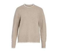 Vila Vihefna Stitch Detail Knit Top/R Jersey de Punto, Natural Melange/Detail:White Alyssum, S para Mujer