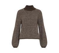 Vila Vilory High Neck L/S Knit Top-Noos Suéter pulóver, Café Bean/Patrón: Eggnog Melange, XXL para Mujer